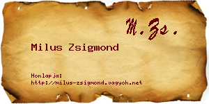 Milus Zsigmond névjegykártya